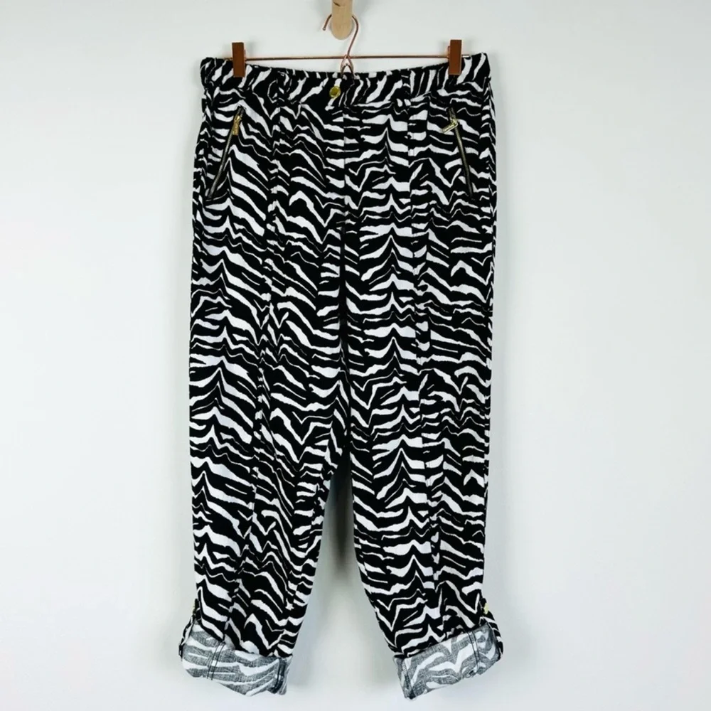 Calvin Klein Striped Linen Relaxed Straight Leg Pull-on Pants
